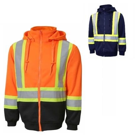 Jackfield hooded polar fleece sweatshirt with reflective stripes